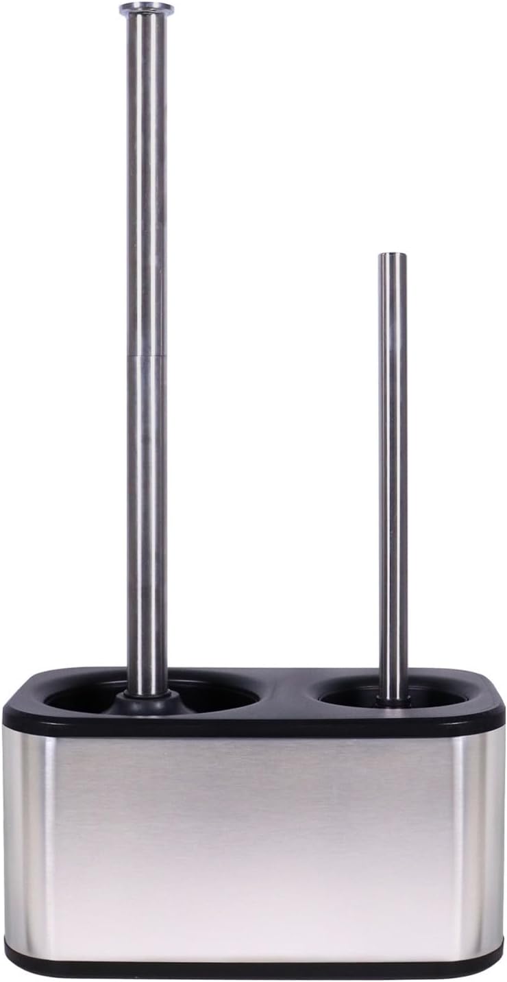 Blue Donuts Toilet Brush and Plunger Set with Holder, Sleek Minimalist Modern Gold Bathroom Accessories Toilet Plunger and Toilet Bowl Brush Combo