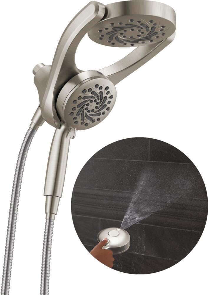 Delta 5-Setting HydroRain 2-in-1 Dual Shower Head with ProClean Spray, Chrome High Pressure Shower Head with Handheld Spray, 1.75 GPM Flow Rate, Chrome 75419