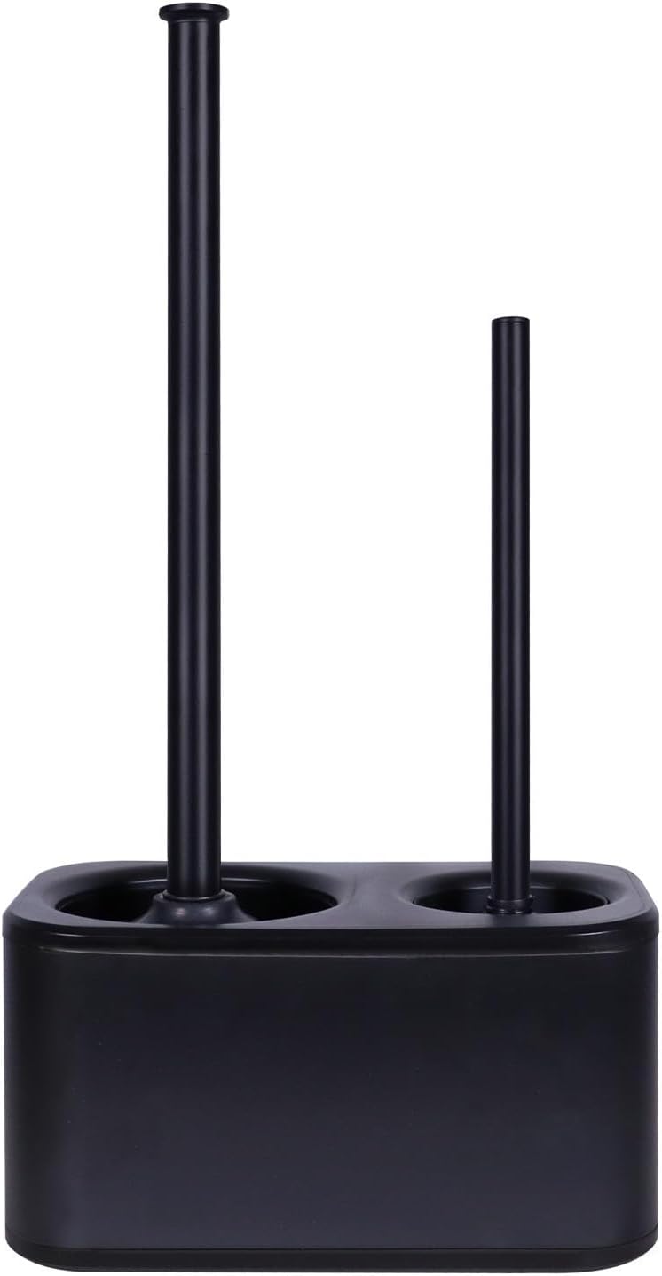 Blue Donuts Toilet Brush and Plunger Set with Holder, Sleek Minimalist Modern Gold Bathroom Accessories Toilet Plunger and Toilet Bowl Brush Combo