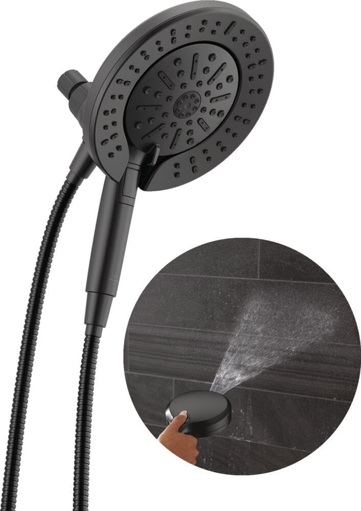 Delta 6-Setting In2ition 2-in-1 Dual Shower Head with Handheld High Pressure ProClean Spray, Chrome Detachable Shower Head with Hose, 1.75 GPM Flow Rate, Chrome 75655