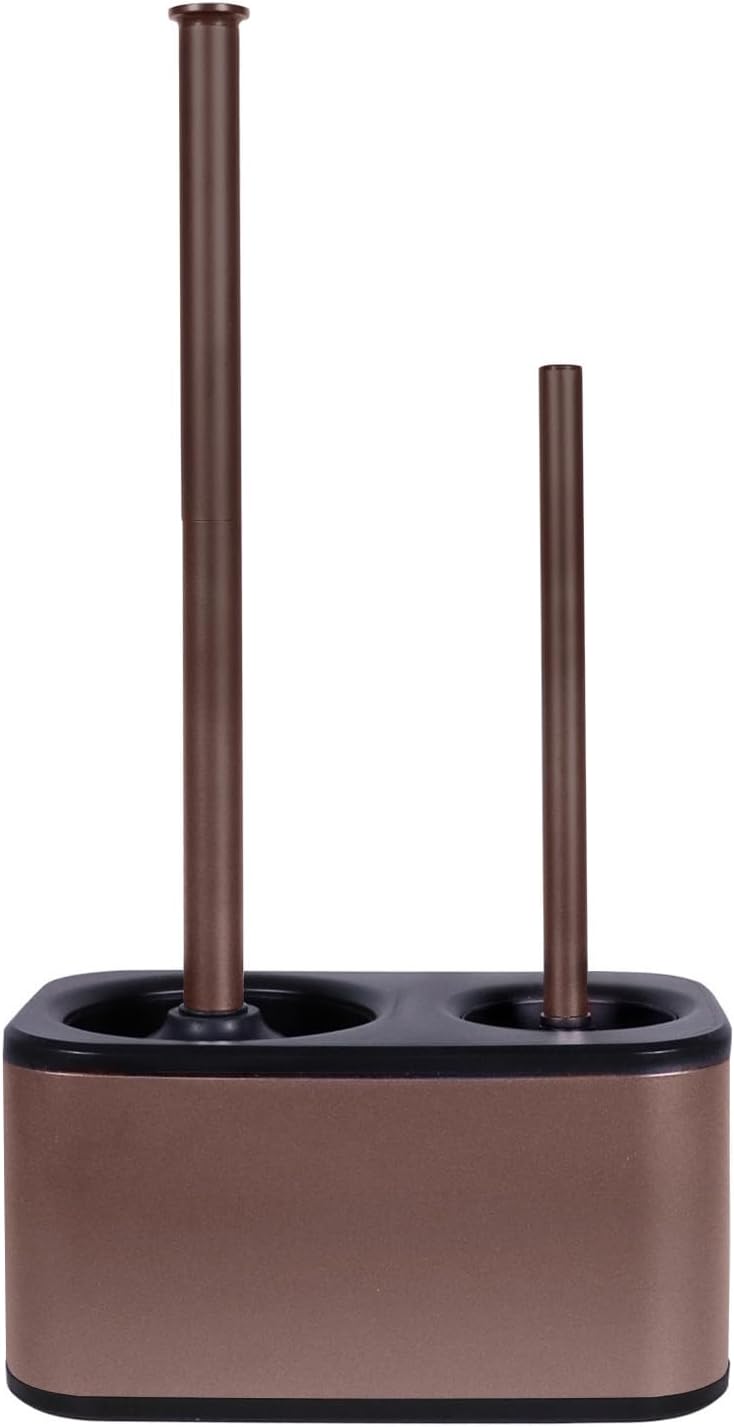 Blue Donuts Toilet Brush and Plunger Set with Holder, Sleek Minimalist Modern Gold Bathroom Accessories Toilet Plunger and Toilet Bowl Brush Combo