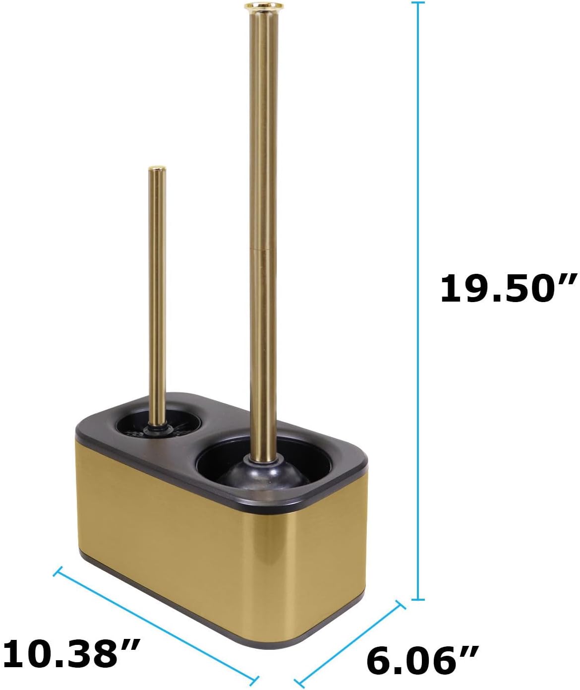 Blue Donuts Toilet Brush and Plunger Set with Holder, Sleek Minimalist Modern Gold Bathroom Accessories Toilet Plunger and Toilet Bowl Brush Combo