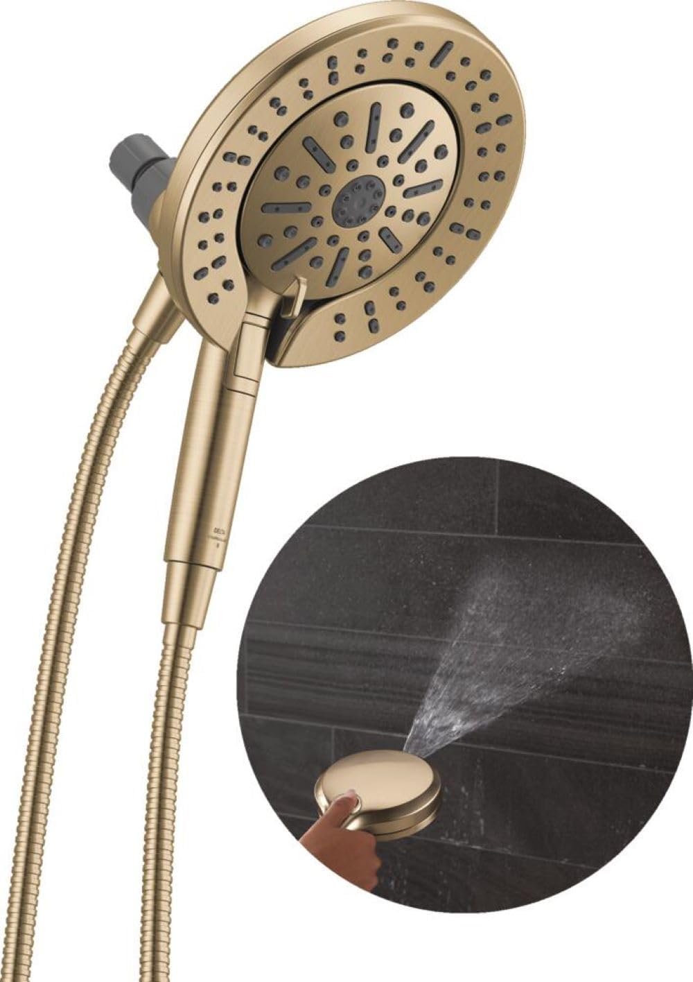 Delta 6-Setting In2ition 2-in-1 Dual Shower Head with Handheld High Pressure ProClean Spray, Chrome Detachable Shower Head with Hose, 1.75 GPM Flow Rate, Chrome 75655