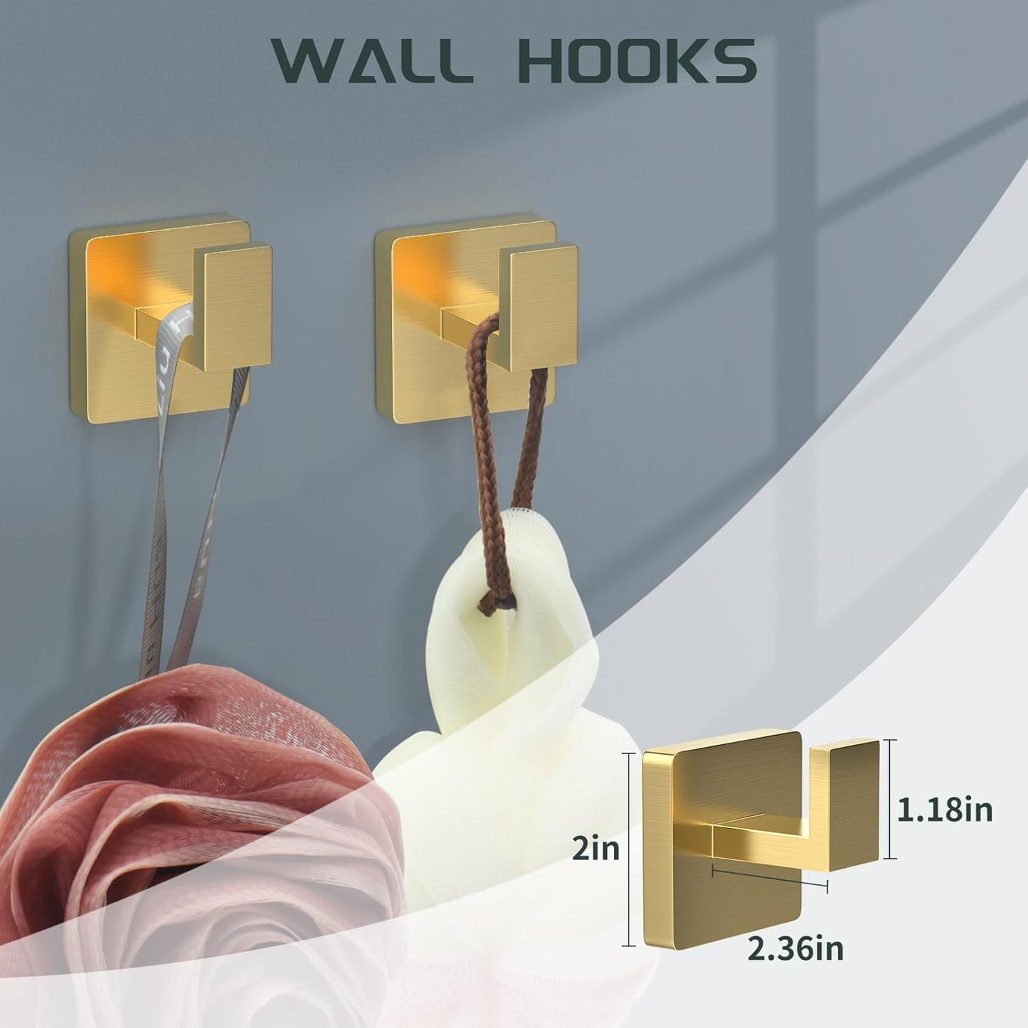 7 Piece Gold Bathroom Hardware Set with Brushed Gold Bathroom Accessories - Square 2 Towel Bars Towel Rack Stainless Steel 23-Inch