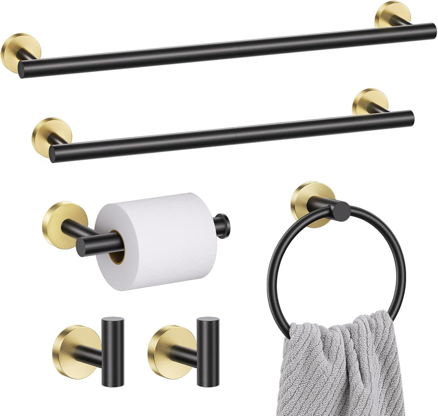 Brushed Gold Towel Bar Set 10 Pieces Bathroom Hardware Accessories Set Towel Rack Set for Bathroom SUS304 Stainless Steel Toilet Paper Holder Wall Mounted, 23.6 Inch