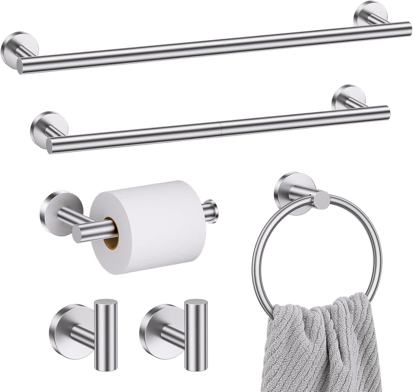 Brushed Gold Towel Bar Set 10 Pieces Bathroom Hardware Accessories Set Towel Rack Set for Bathroom SUS304 Stainless Steel Toilet Paper Holder Wall Mounted, 23.6 Inch