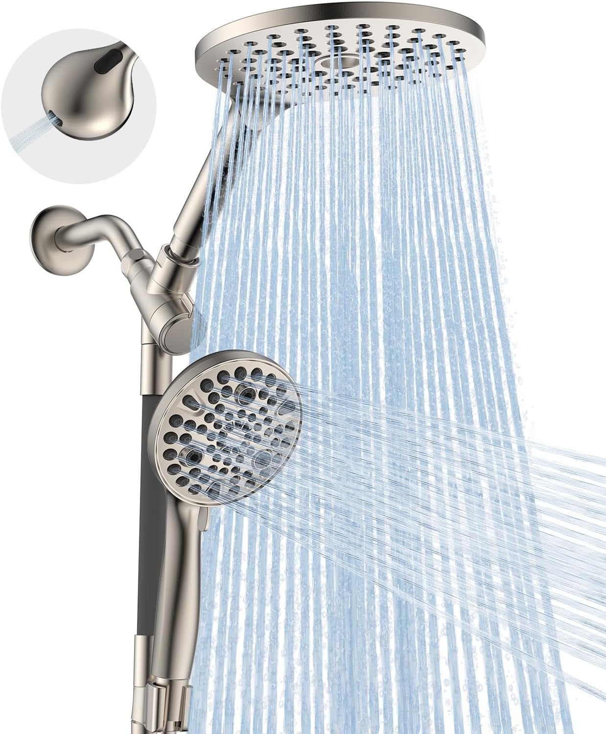 MakeFit Dual Filtered Rain Shower Head Combo, High Pressure Handheld Shower Head with Adjustable Bar - Rainfall Shower Head And Showerhead with Filter for Hard Water - Removes Chlorine