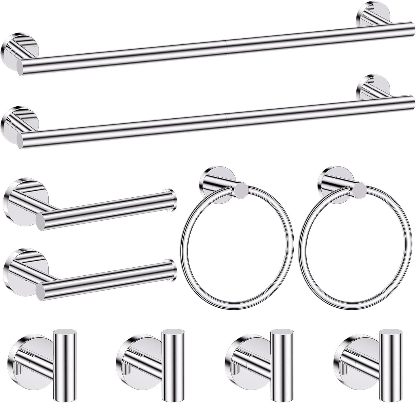 Brushed Gold Towel Bar Set 10 Pieces Bathroom Hardware Accessories Set Towel Rack Set for Bathroom SUS304 Stainless Steel Toilet Paper Holder Wall Mounted, 23.6 Inch