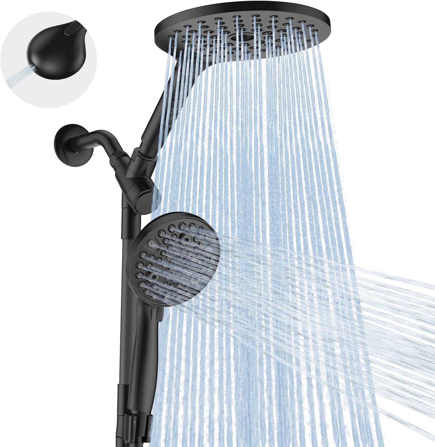 MakeFit Dual Filtered Rain Shower Head Combo, High Pressure Handheld Shower Head with Adjustable Bar - Rainfall Shower Head And Showerhead with Filter for Hard Water - Removes Chlorine