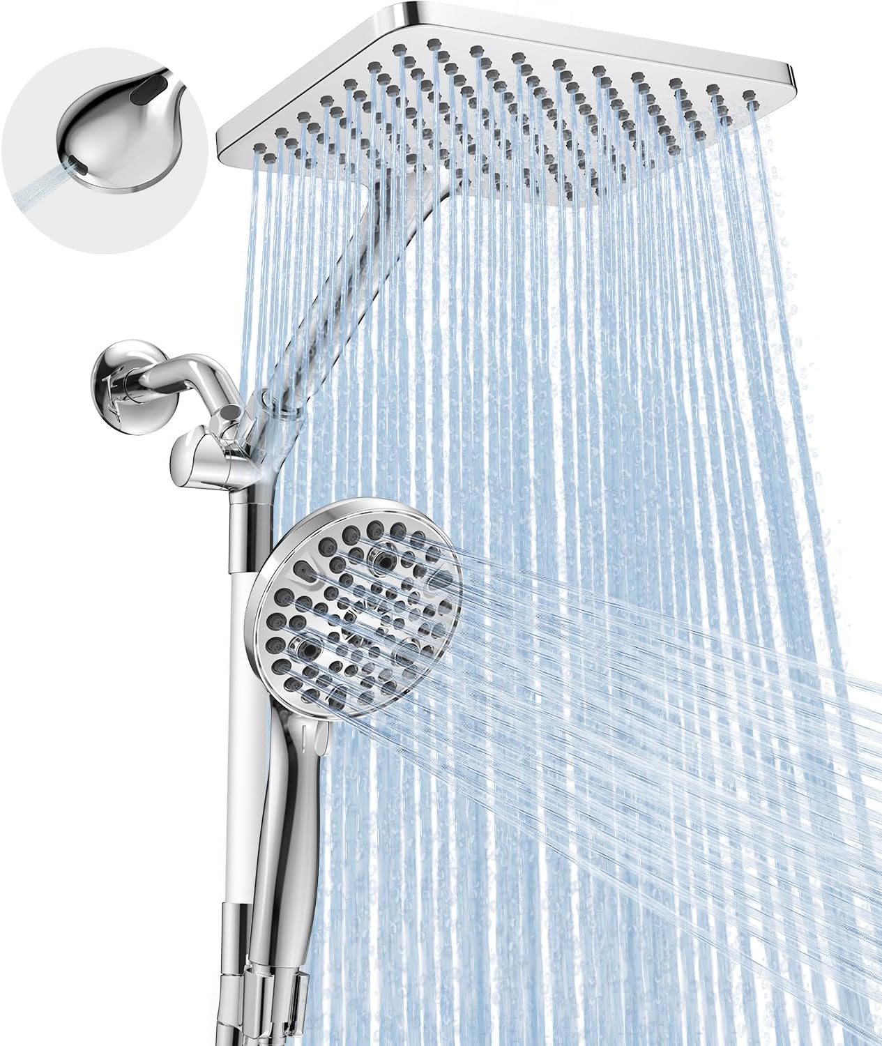 MakeFit Dual Filtered Rain Shower Head Combo, High Pressure Handheld Shower Head with Adjustable Bar - Rainfall Shower Head And Showerhead with Filter for Hard Water - Removes Chlorine