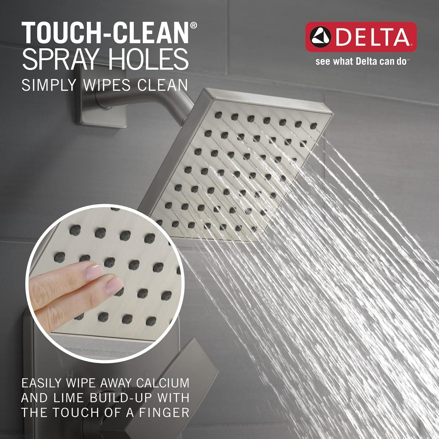 Delta Modern 14 Series Shower Faucet Set, Brushed Nickel Shower Head and Handle Set, Valve Trim Kit, Stainless T14267-SS-PP (Valve Not Included)